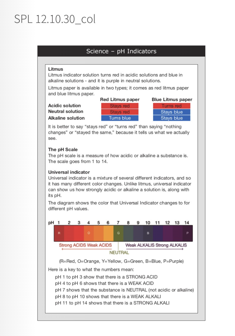 science ph levels cheat sheet